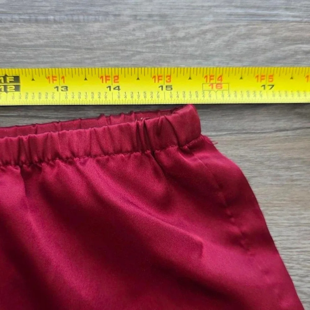 Vintage Avon Coquette Ruby Red Satin PJ Set Camisole & Wide Leg Pants Medium